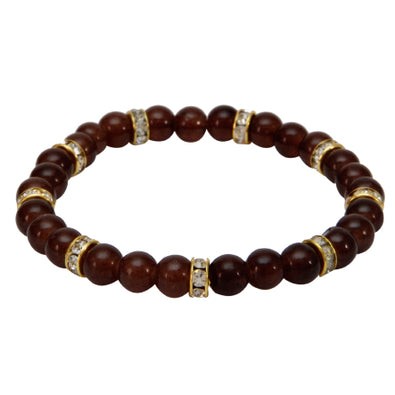 Fantasías Miguel Clave:LC1344 Pulsera Café Con Rondel De Piedra Oro Cristal