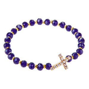 Pulsera De Rondeles Azul  C/ Cruz Curva De Cristales
