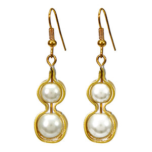 Aretes Perla Con Alambre Oro