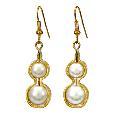 Fantasías Miguel Clave:LC1361 Aretes Perla Con Alambre Oro