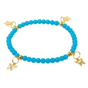 Pulsera Turquesa Con Dijes Colgante De Mariposas