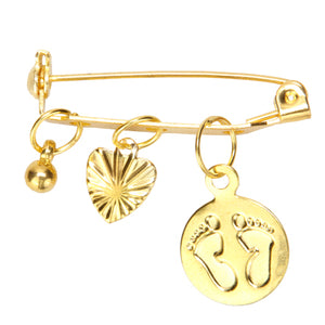 Distintivo Oro Con Dijes Piesitos Y Corazón