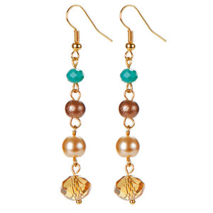 Aretes Colgantes Café Claro-Jade
