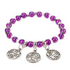 Fantasías Miguel Clave:LC1468 Pulsera Morado-Plata Con Dijes Grabado