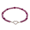 Fantasías Miguel Clave:LC1470 Pulsera De Rondeles Y Cuenta Redonda Morado Con Dije De Corazón