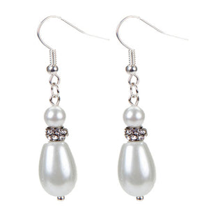 Aretes Con Perlas Gota Blanco