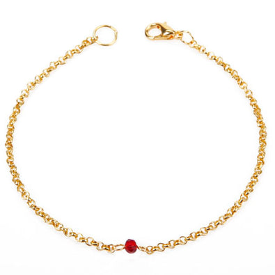 Fantasías Miguel Clave:LC1511 Pulsera Cadena Oro Con Rondel Rojo