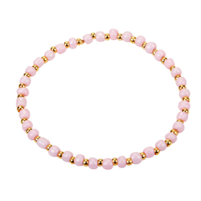 Fantasías Miguel Clave:LC1516 Pulsera De Chaquiron Rosa Perla Con Crimp Oro