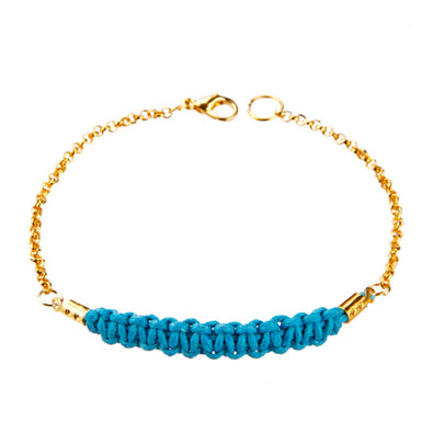 Fantasías Miguel Clave:LC1533 Pulsera De Cadena Oro C/ Cordón Tejido Azul