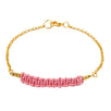 Fantasías Miguel Clave:LC1535 Pulsera De Cadena Oro Con Cordón Trenzado Rosa