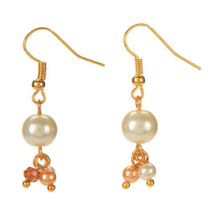 Aretes De Perla Y Rondeles Engarzados