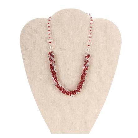 Collar De Engarces Con Rondeles De Cristal Y Rojo