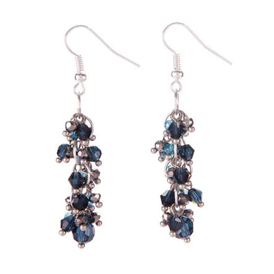 Fantasías Miguel Clave:LC1596 Aretes De Engarces Con Rondeles Azul