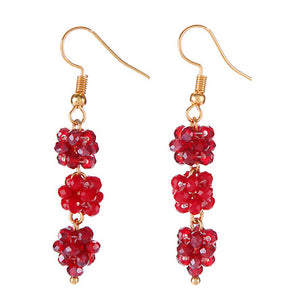 Aretes De Rondeles Rojo Unidos Con Hilo
