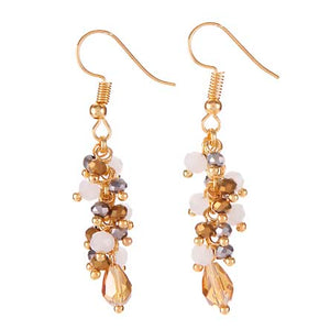 Aretes De Oro Con Engarces De Rondeles Miel-Blanco