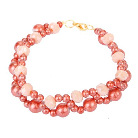 Pulsera Con Perla Rosada Y Rondel Durazno