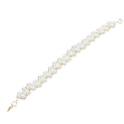 Fantasías Miguel Clave:LC1671 Pulsera De Perlas Blancas Con Crimp Bolita Oro
