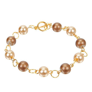 Pulsera De Perlas Café Claro/Café Obscuro