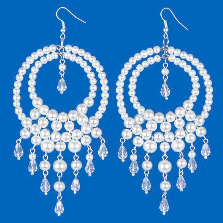 Aretes De Perla Y Cuenta Cristal Gota