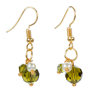 Aretes De Perlas Y Cristal Olivo