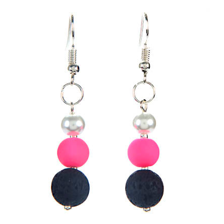 Aretes De Perlas Negro Y Rosa