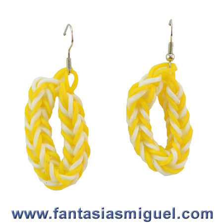 Aretes Espina De Pescado, Amarillo – Blanco