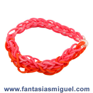 Pulsera Con Ligas Rosa-Naranja