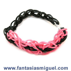 Pulsera Con Ligas Rosa-Negro