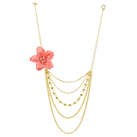 Collar De Oro Con Flor Coral