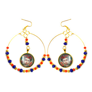 Aretes Frida Rondel Azul-Naranja