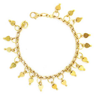 Pulsera Oro Con Dije Corazones
