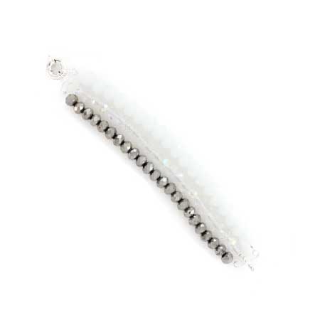 Pulsera Triple Cristales Plata-Blanco