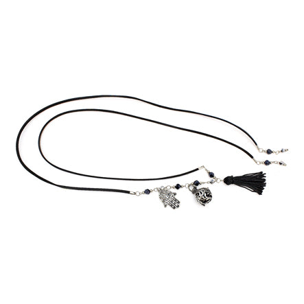 Corbatín Negro Con Dijes Plata