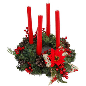 Corona De Adviento Rustica Con Cerezas Rojas