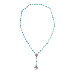Rosario De Engarce Con Perlas Destello Azul