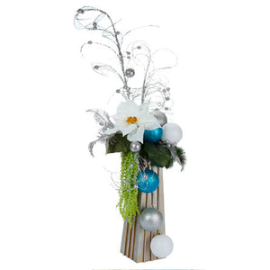 Florero Pirámide Con Esferas Y Nochebuena