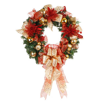 Corona Con Pick Nochebuena Roja Y Pick Ornamento