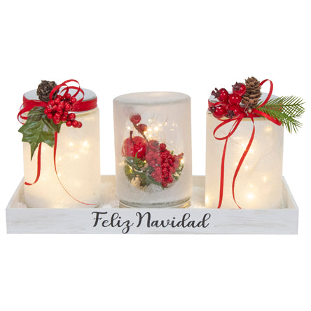 Frascos luminosos con piedras de vidrio 