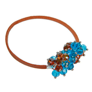 Pulsera De Cordón Con Cristales Azul/Café