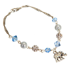 Pulsera Azul Y Plata Con Elefante