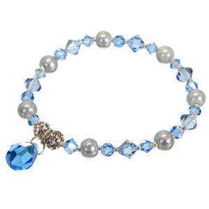 Pulsera De Cristales Azules Y Perlas Blancas