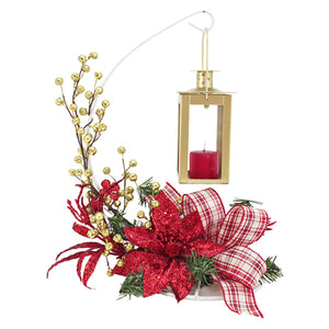 Centro De Mesa Con Nochebuena Y Quinqué
