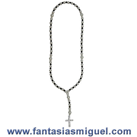 Rosario Blanco Negro De Perlas