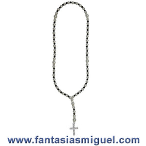Rosario Blanco Negro De Perlas