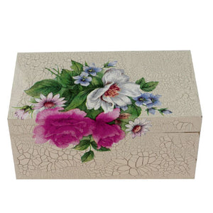 Caja Craquelado Con Flores