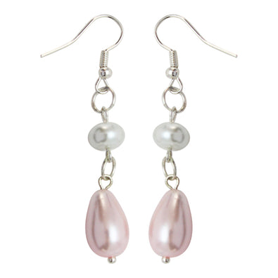 Fantasías Miguel Clave:LR54 Aretes Con Perlas Rosa-Blanco