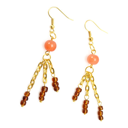 Aretes Chocolate Coral Oro