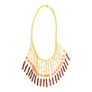 Fantasías Miguel Clave:LR70 Collar Oro Con Coral-Café Obscuro