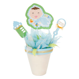 Centro De Mesa Con Maceta Y Pick De Bebe