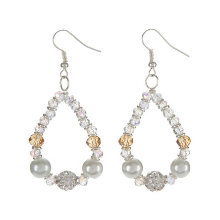 Aretes Triagulo Cristal Con Perlas